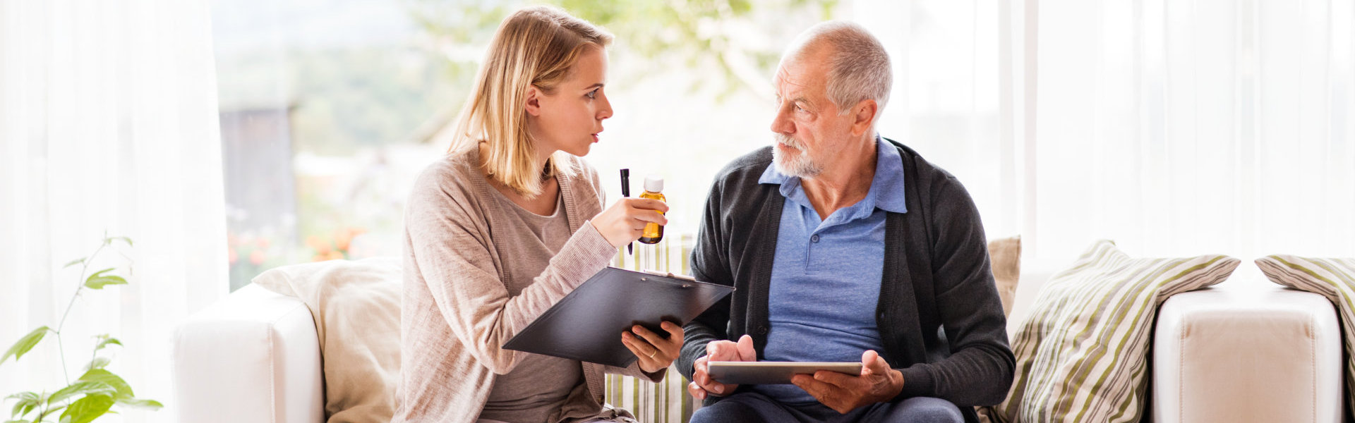 nurse talking to senior